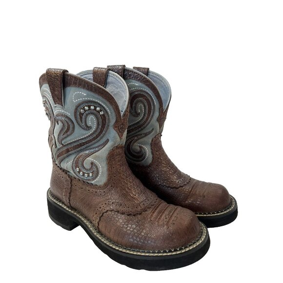 Ariat Shoes - WOMENS Ariat FAT BABY Cowboy boots SIZE 6.5 B Aqua Brown studded